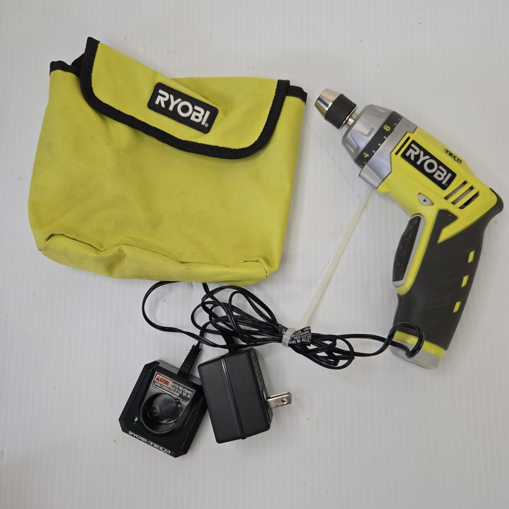 Ryobi Tek4 HP53L Screwdriver Case Battery Charger Tested Working EUC